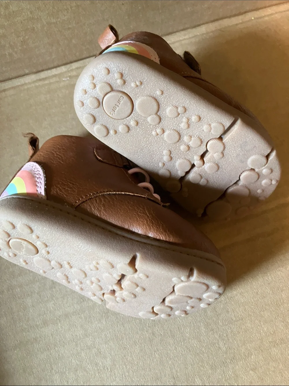 Carter's Brown Faux-Leather Toddler Boots with Pink Laces